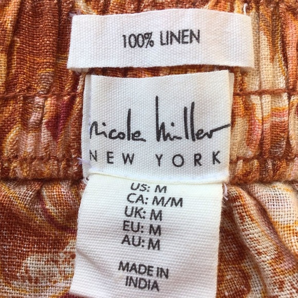 Nicole Miller Floral Paisley Tie Waist Linen Wrap Skirt Size Medium - Picture 5 of 6